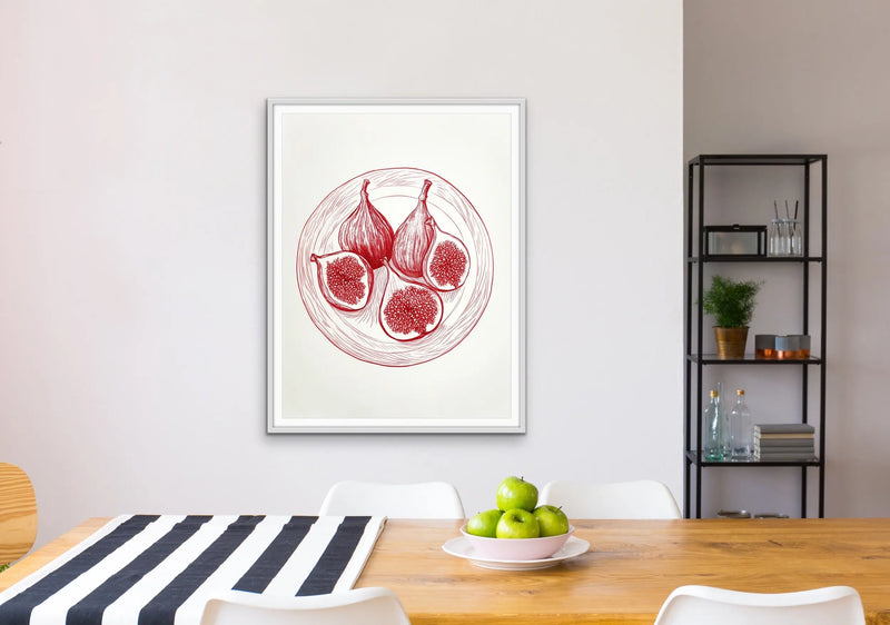 Fig - Red Illustrated Fig Fruit Wall Art Canvas Print I Heart Wall Art