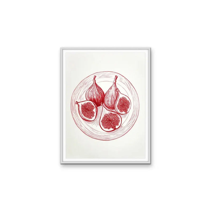 Fig - Red Illustrated Fig Fruit Wall Art Canvas Print I Heart Wall Art