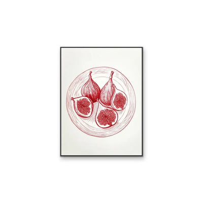 Fig - Red Illustrated Fig Fruit Wall Art Canvas Print I Heart Wall Art