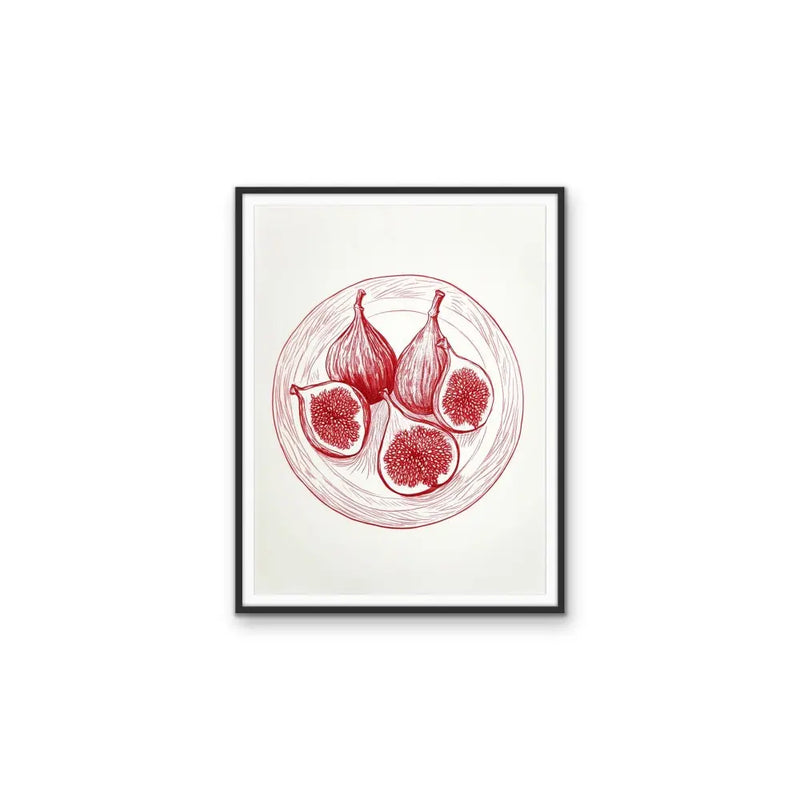 Fig - Red Illustrated Fig Fruit Wall Art Canvas Print I Heart Wall Art