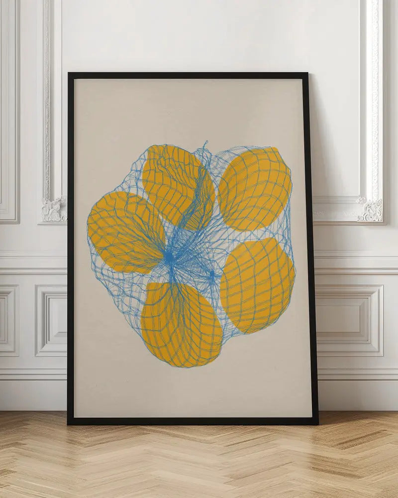 Five Lemons In a Net Bag - Stretched Canvas, Poster or Fine Art Print I Heart Wall Art