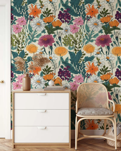 Flower Market Design A - Colourful Removable Wallpaper I Heart Wall Art Australia