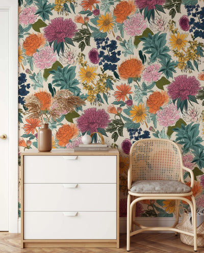 Flower Market Design B - Colourful Removable Wallpaper I Heart Wall Art Australia