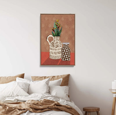 Flower Vase 4 by Emel Tunaboylu -  Contemporary Floral Vase Stretched Canvas Print or Framed Fine Art Print - Artwork I Heart Wall Art Australia