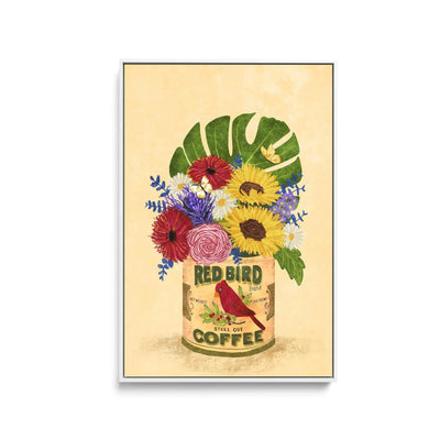 Flowers In a Vintage Coffee Can by Raissa Oltmanns - Stretched Canvas Print or Framed Fine Art Print - Artwork - I Heart Wall Art