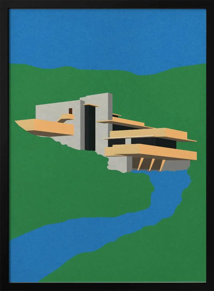 Frank Loyd Wright Falling Water - Stretched Canvas, Poster or Fine Art Print I Heart Wall Art