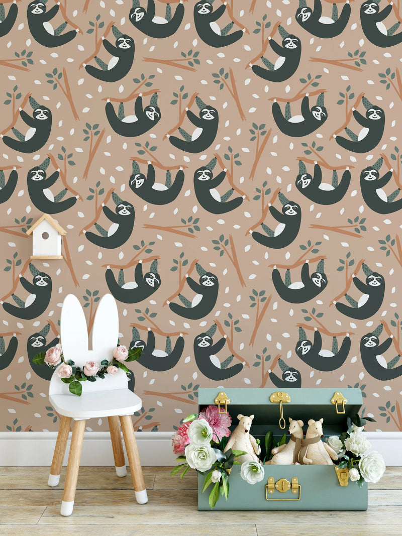 Fun Sloth - Peel and Stick Removable Wallpaper I Heart Wall Art Australia 