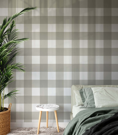 Gingham Wallpaper In Eucalyptus Green- Tartan/Plain Wallpaper - Removable or Permanent Wallpaper I Heart Wall Art Australia