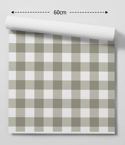 Gingham Wallpaper In Eucalyptus Green HALF SIZE - Peel and Stick Plaid Australian Removable Wallpaper I Heart Wall Art Australia