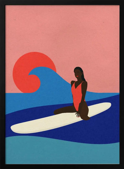 Girl On a Surfboard - Stretched Canvas, Poster or Fine Art Print I Heart Wall Art