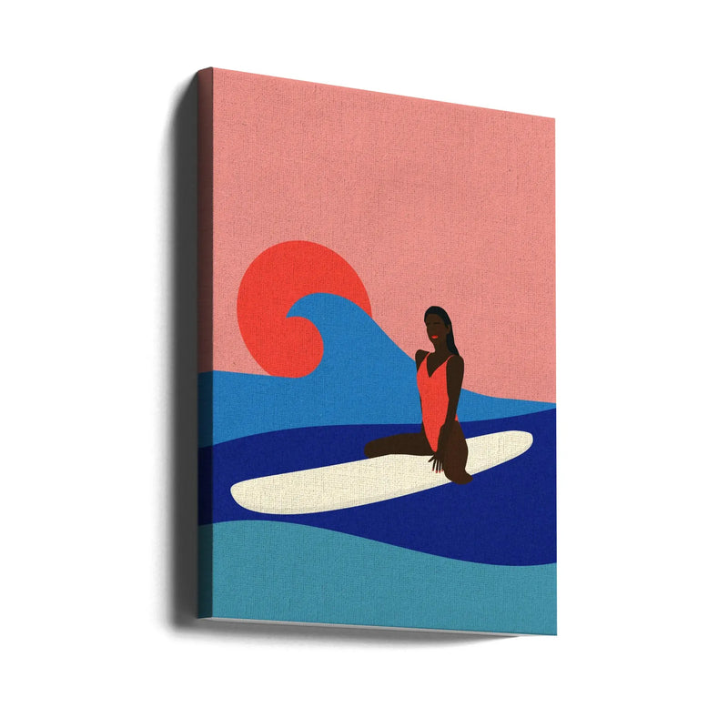 Girl On a Surfboard - Stretched Canvas, Poster or Fine Art Print I Heart Wall Art