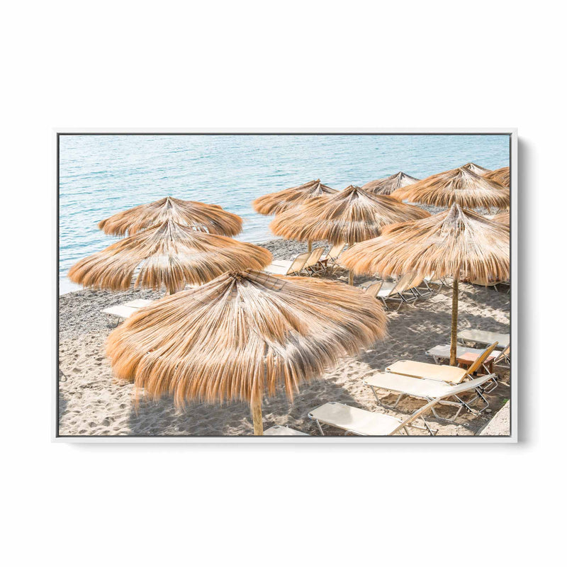 Grass Umbrellas - Beach Photographic Coastal Print I Heart Wall Art Australia