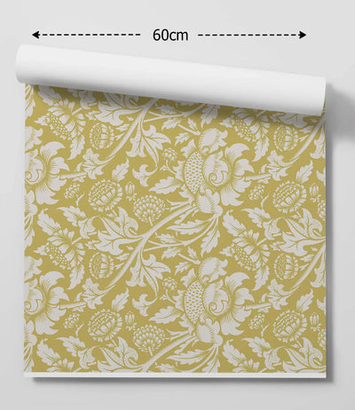 William Morris Pattern 2 Wallpaper - Yellow/Green Floral Vintage Wallpaper I Heart Wall Art Australia