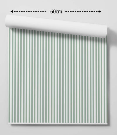 Green Pinstripe - Thin Stripe Green and White Wallpaper I Heart Wall Art Australia