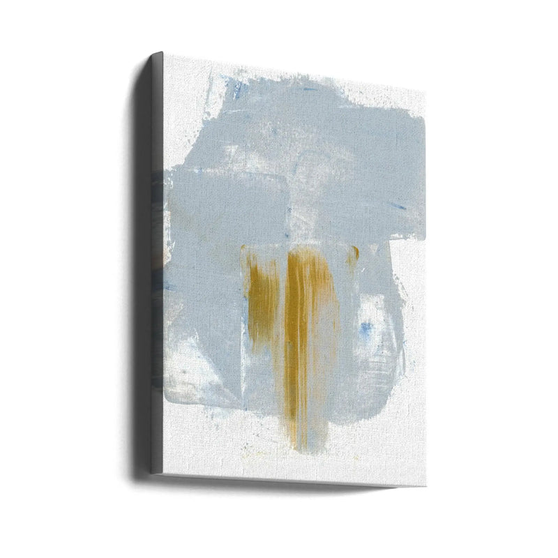 Grey Blue Gold - Stretched Canvas, Poster or Fine Art Print I Heart Wall Art