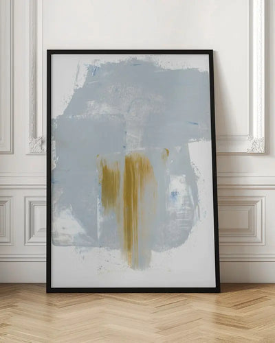 Grey Blue Gold - Stretched Canvas, Poster or Fine Art Print I Heart Wall Art