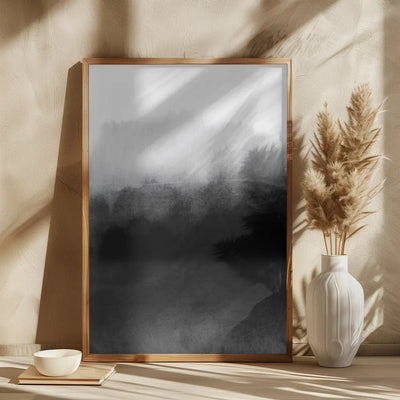 Greyscale Landscape - Square Stretched Canvas, Poster or Fine Art Print I Heart Wall Art