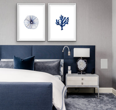 Hamptons Coastal Set - Watercolour Art or Canvas Prints Diptych - I Heart Wall Art