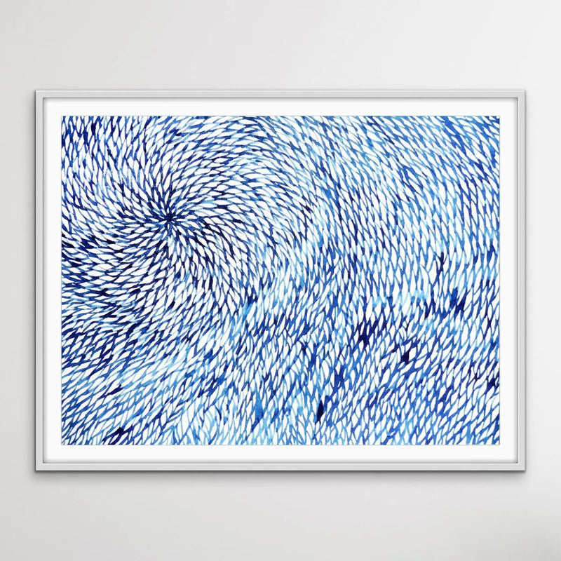 Hamptons Ship Coil – Blue White Ink Abstract Drawing of Coiled Rope