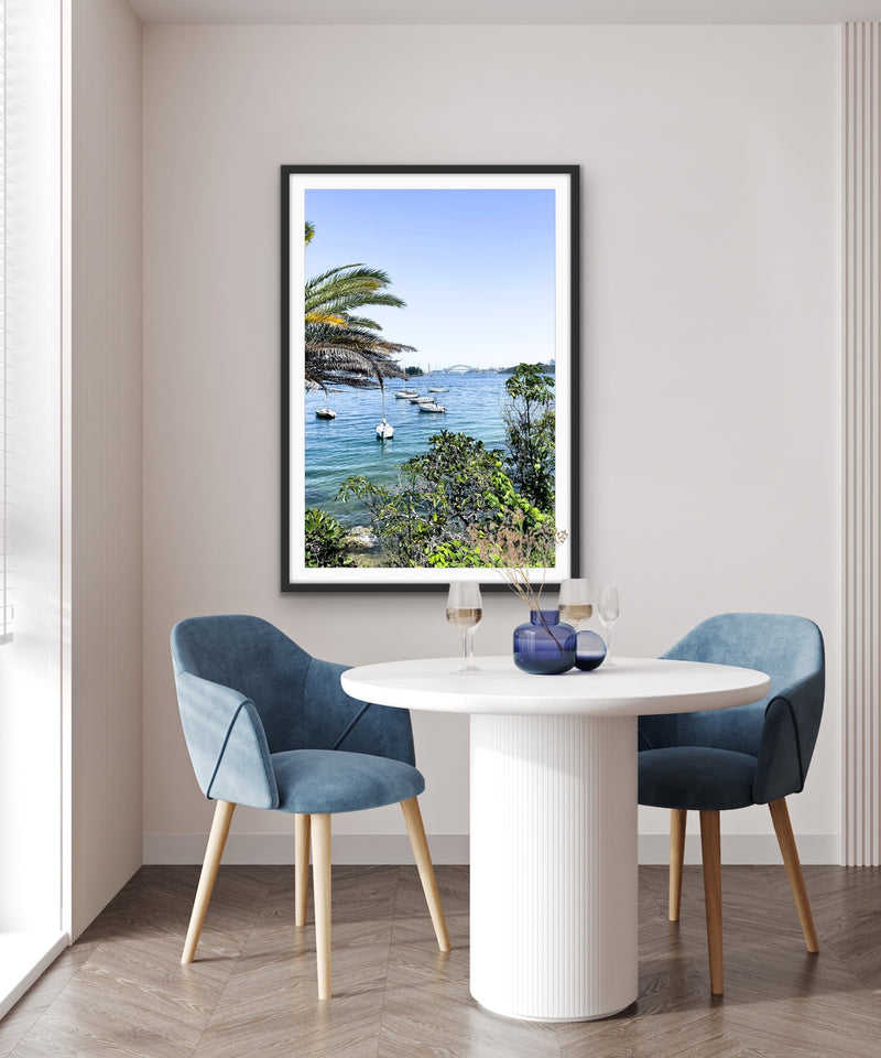 Harbour View - Coastal Harbour Stretched Canvas, Poster or Wall Art Print I Heart Wall Art