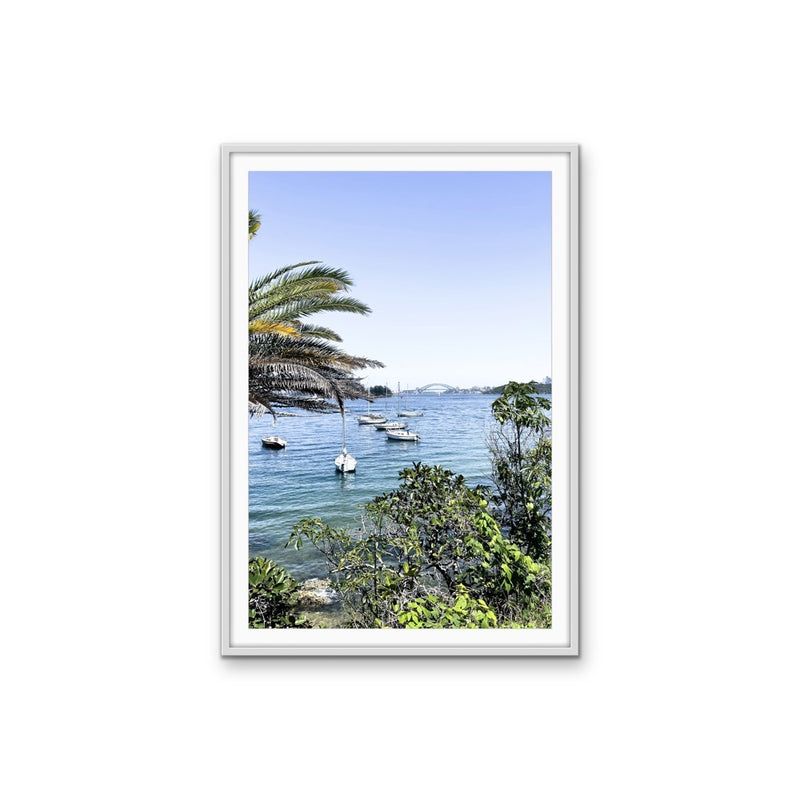 Harbour View - Coastal Harbour Stretched Canvas, Poster or Wall Art Print I Heart Wall Art