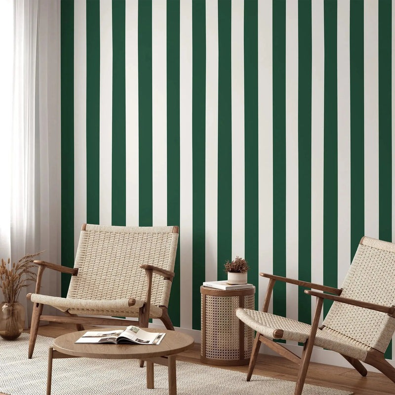 Hunter Green Striped Removable Peel and Stick or Soak and Stick Wallpaper