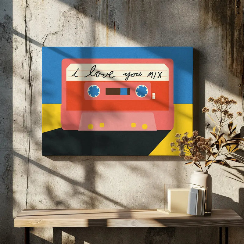 I Love You Mix Tape - Stretched Canvas, Poster or Fine Art Print I Heart Wall Art