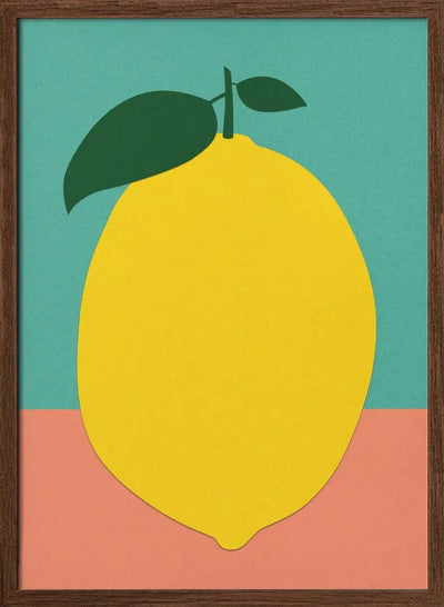 Lemon With Two Leaves - Stretched Canvas, Poster or Fine Art Print I Heart Wall Art