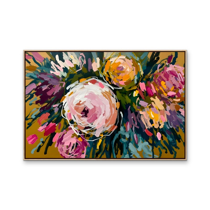 Marigold Blossom - Colourful Abstract Floral Stretched Canvas Print or Framed Fine Art Print I Heart Wall Art Australia