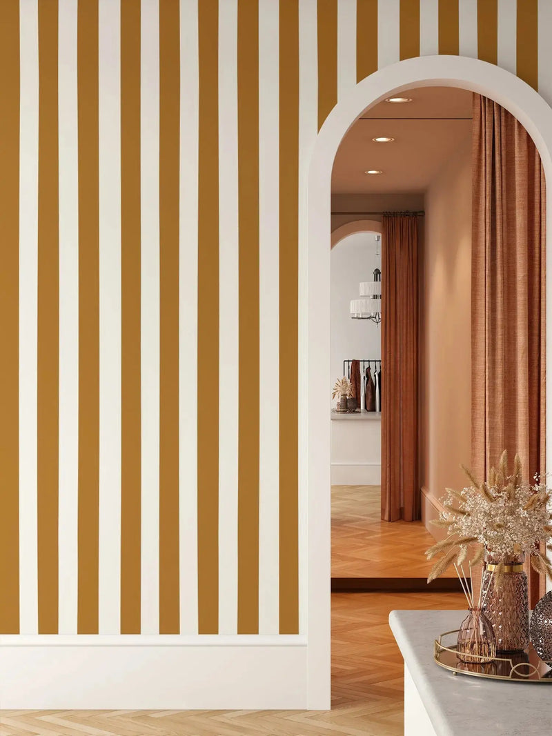 Ochre Striped Removable Peel and Stick or Soak and Stick Wallpaper - I Heart Wall Art