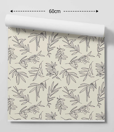 'Olive' - Vintage Cream and Black Olive Leaf Removable Wallpaper I Heart Wall Art Australia