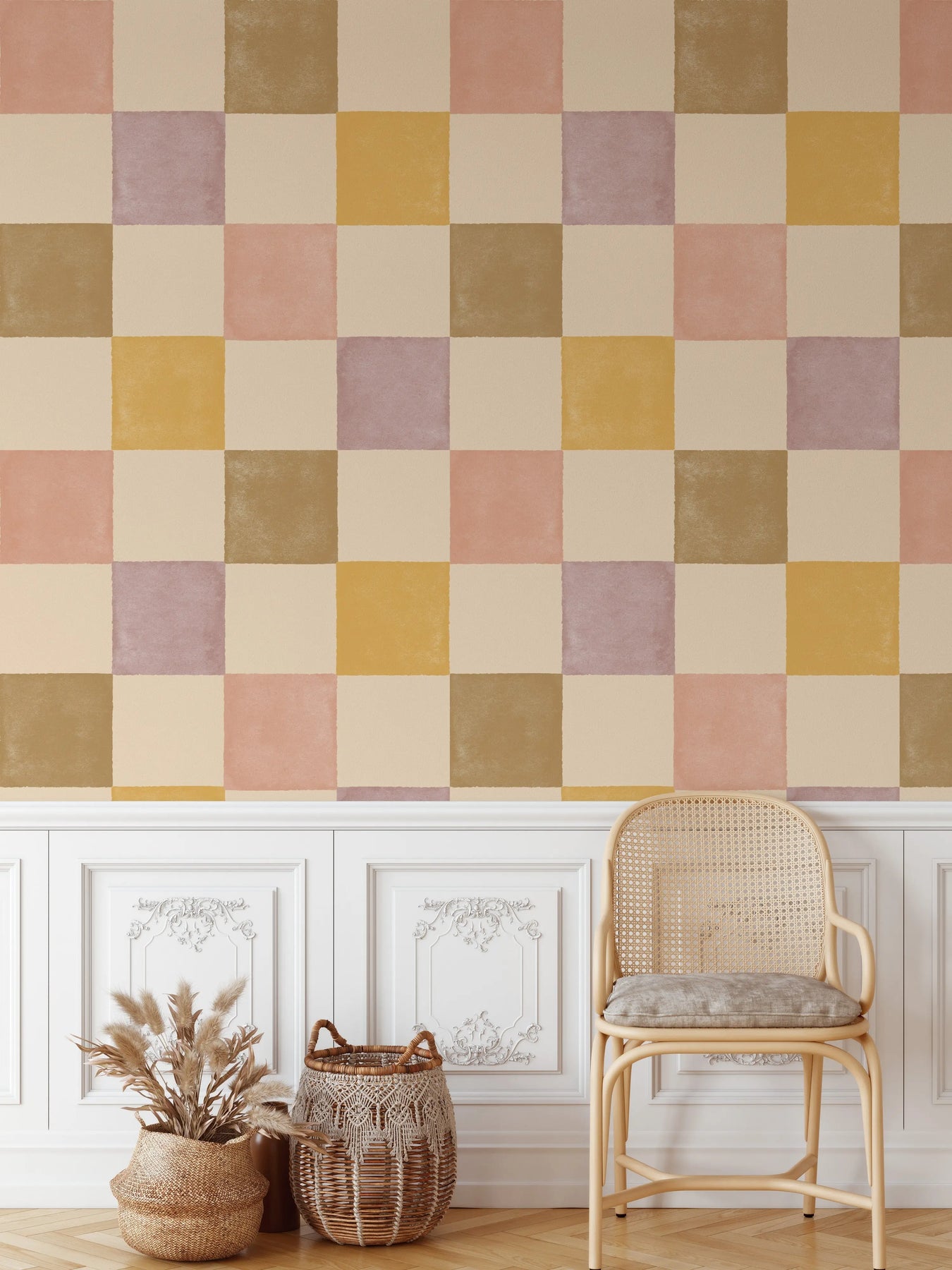 Painted Checkerboard Design Two - Peel and Stick Removable Wallpaper