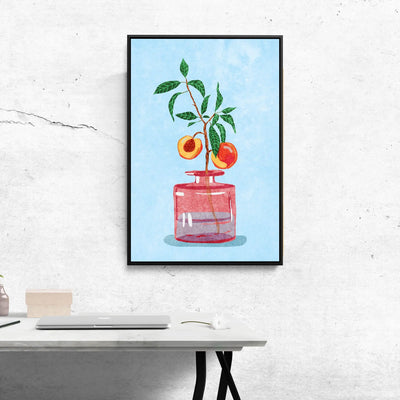 Peach Tree in Vase by Raissa Oltmanns - Stretched Canvas Print or Framed Fine Art Print - Artwork I Heart Wall Art Australia 