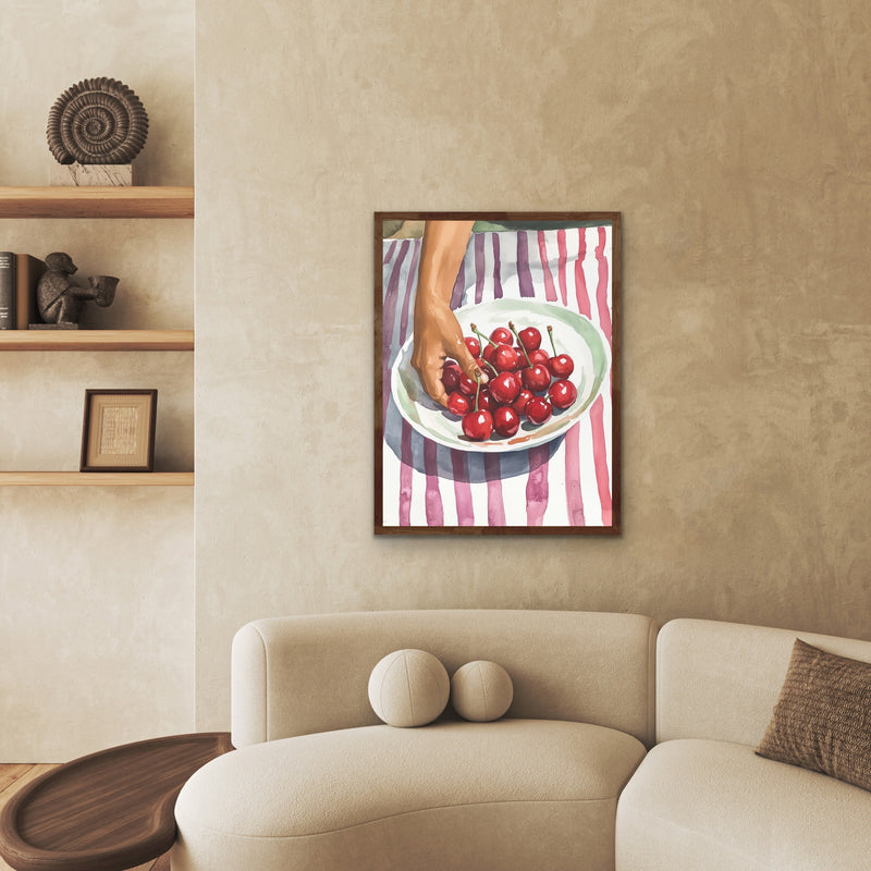 Cherry Harvest - Still Life Watercolour Canvas or Art Print I Heart Wall Art Australia