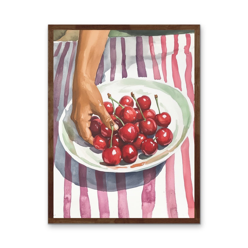 Cherry Harvest - Still Life Watercolour Canvas or Art Print I Heart Wall Art Australia