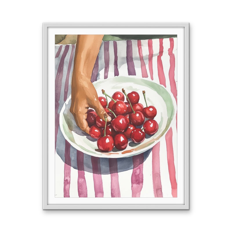 Cherry Harvest - Still Life Watercolour Canvas or Art Print I Heart Wall Art Australia