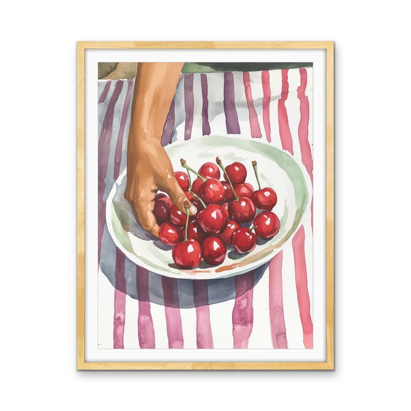 Cherry Harvest - Still Life Watercolour Canvas or Art Print I Heart Wall Art Australia