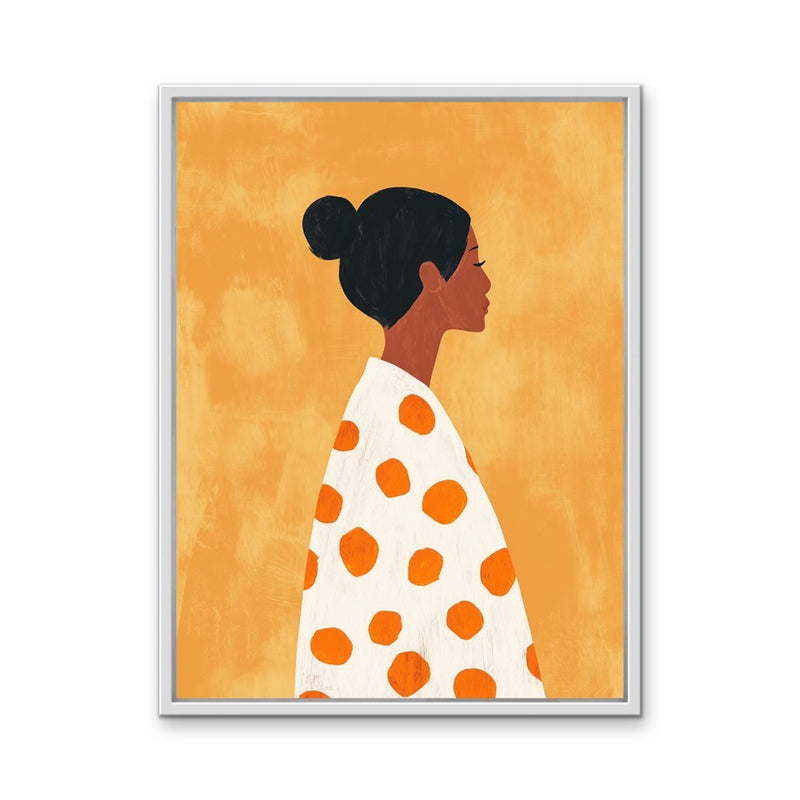 She With The Spots  - Woman With Spotty Jumper Yellow Print I Heart Wall Art Australia