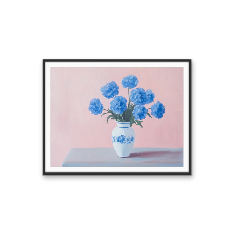 Bunch of Blue - Still Life Vase of Flowers, Stretched Canvas or Wall Art Print I Heart Wall Art