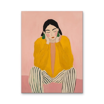 There She Is - Pink And Yellow Art Print Featuring A Woman I Heart Wall Art