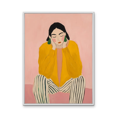 There She Is - Pink And Yellow Art Print Featuring A Woman I Heart Wall Art