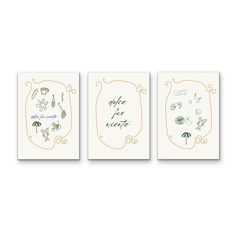 Dolce Far Niente - Three Piece Set, Coastal Poster Wall Art Print or Stretched Canvas I Heart Wall Art Australia