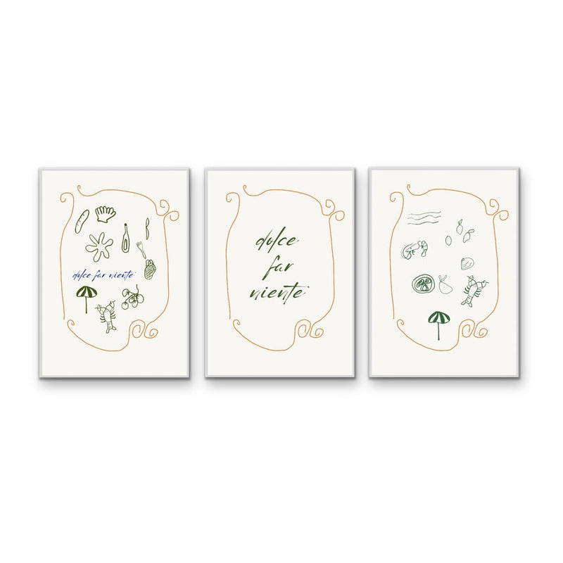 Dolce Far Niente - Three Piece Set, Coastal Poster Wall Art Print or Stretched Canvas I Heart Wall Art Australia
