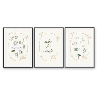 Dolce Far Niente - Three Piece Set, Coastal Poster Wall Art Print or Stretched Canvas I Heart Wall Art Australia