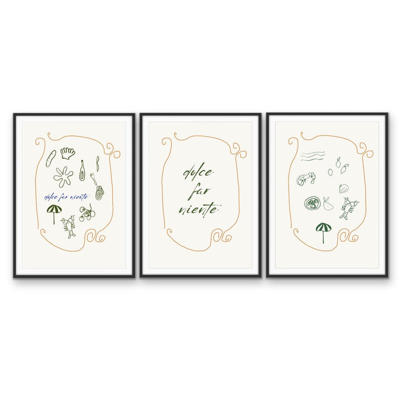 Dolce Far Niente - Three Piece Set, Coastal Poster Wall Art Print or Stretched Canvas I Heart Wall Art Australia