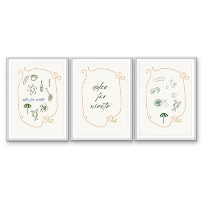 Dolce Far Niente - Three Piece Set, Coastal Poster Wall Art Print or Stretched Canvas I Heart Wall Art Australia