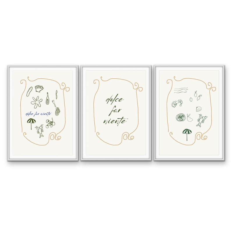 Dolce Far Niente - Three Piece Set, Coastal Poster Wall Art Print or Stretched Canvas I Heart Wall Art Australia