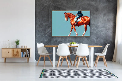 Rider - Horse Against Green Stretched Canvas Print or Framed Fine Art Print - Artwork - I Heart Wall Art