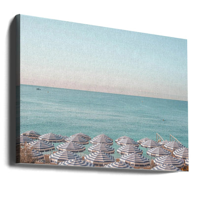 Riviera Beach Umbrellas - Stretched Canvas, Poster or Fine Art Print I Heart Wall Art