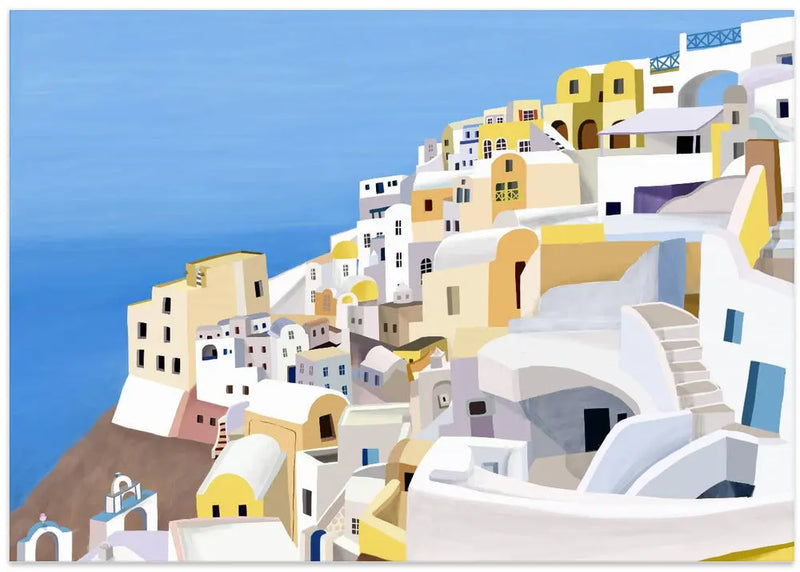 Santorini, Greece Cliff View by Artist Carla Daly - Stretched Canvas, Poster or Fine Art Print I Heart Wall Art